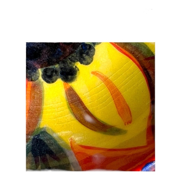 Orange Sunflower Pottery Bowl with a Crackle Glaze - Picture 13 of 15